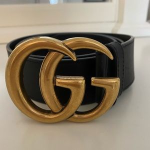 Authentic Gucci GG Marmont Black Leather Belt